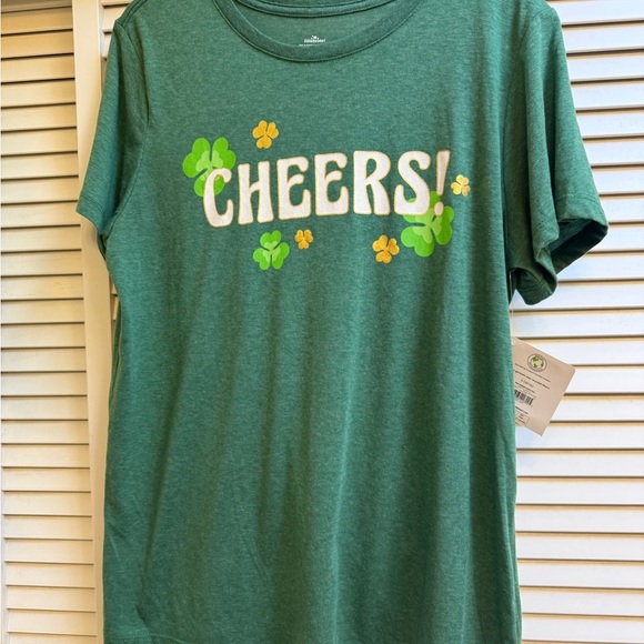 Green 'Cheers!' Graphic T-Shirt Women’s Sz L St. Patrick’s Day Shirt BRAND NEW - Picture 12 of 14